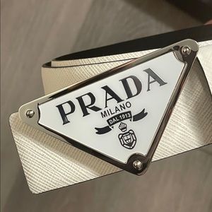 Prada belt designer white